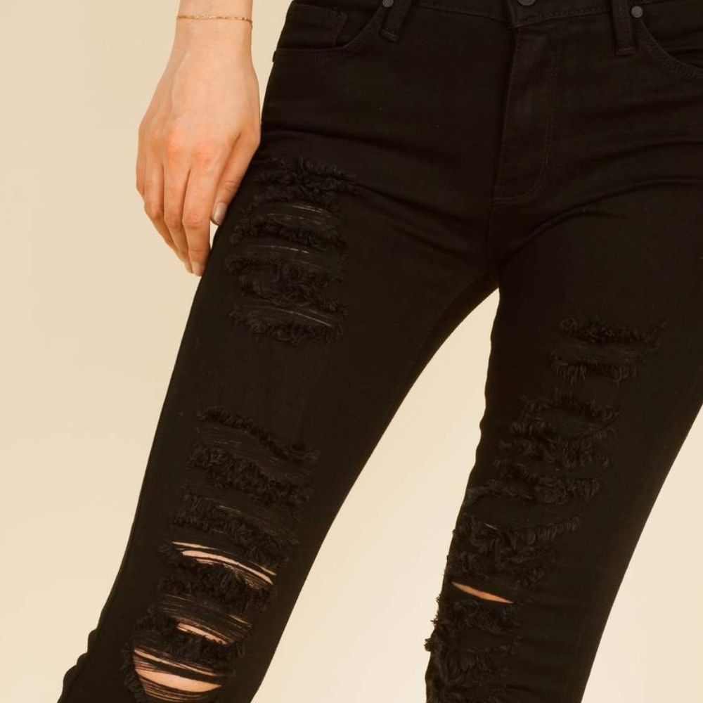 Sale🔹Just Black Shredded Distressed Skinny Jeans - Picture 3 of 5